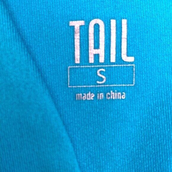 TAIL Sleeveless Athletic Workout  Top, Turquoise with Green White Edging, SZ (S) - Picture 9 of 9